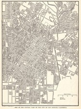 1924 Antique LOS ANGELES City Map of Los Angeles California Street Map 3238 picture
