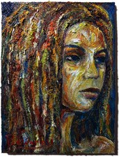 ORIGINAL OIL PAINTING VINTAGE█GIRL EXPRESSIONIST█ART  ABSTRACT 2026 YOUNG WOMAN picture
