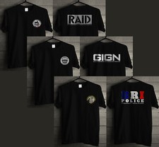 New France French Special Elite Police Forces Unit GIGN Raid BRI Black T shirt picture