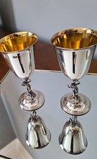 Set Of 4 Antique Alpadur Spanish Silverplate Goblets, Ornate Figural Stems picture