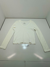 No Boundaries White Ribbed V-Neck Long Sleeve Top L (11-13) Nylon/Spandex picture