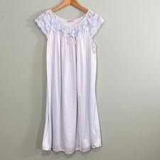 Vintage Gilead Satin Nightgown Womens Medium Blue Lace Sleeveless Knee Length picture