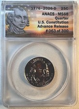 1776-2026 D *James Madison US Constitution Quarter* Anacs MS 68 Clad Advanced picture