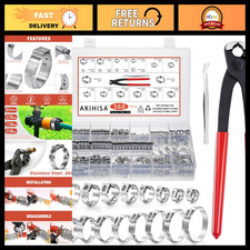 360Pcs Stainless Steel Hose Clamps Assortment Kit, 16 Sizes 5.3-36.1mm, Plier In picture