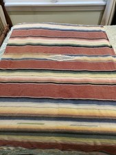 Large Vtg Mexican Saltillo Serape Blanket Rainbow Ombré Diamond 82” X 44