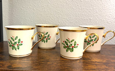 Vtg Lenox Holiday Vintage Christmas Mugs Set of 4 Fine Bone China Made in USA picture