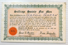 Vintage 1941 SUFFRAGE SOCIETY For MEN Novelty Membership Card VG Chicago picture
