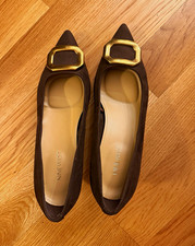 Nine West Womens Brown Suede Pointed Toe Buckle Pump Slip On Size 9 M picture