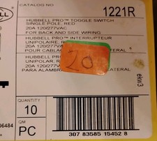 (10) New Hubbell 1221R Toggle Switch 20 Amp Heavy Duty Lot of 13 *FREE SHIP picture