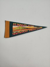 Vintage Mackinac Straits Bridge St. Ignace Michigan Souvenir Felt Pennant 8.5