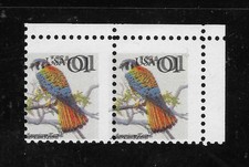 US Stamps: EFO; 1c 1991 Kestrel #2476c; Triple Impression Black; Horiz. Pair MNH picture