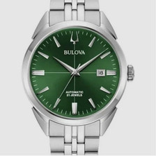 Bulova Sutton 96B424 Men's Automatic Green Dial Stainless Steel Watch New picture