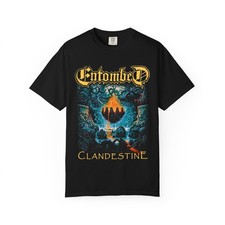 Entombed Clandestine Album Art T-Shirt | Swedish Death Metal Band Tee picture