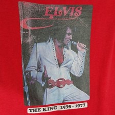 Rare Vtg 70s Elvis Presley Memorial T-Shirt Red The King 1935-1977 Single Stitch picture