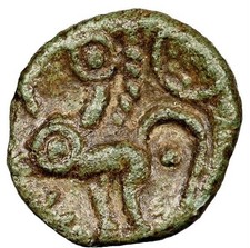 Ancient BRITAIN 45-25 BC Catuvellauni, Celts AE Unit Celtic Addedomarus Coin NGC picture