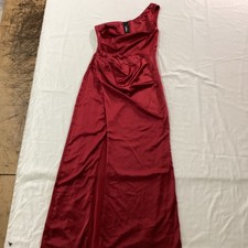 Lulus Wine Satin One Shoulder Sleeveless Maxi Dress, Size M, Lined Zip picture