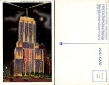 Palmolive Building Chicago Night Postcard Unposted Vintage Art Deco Skyscraper picture