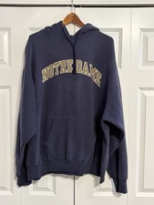 Vintage Notre Dame Hoodie Men XL Navy Blue Y2K 2000s Hoodie picture