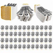 48 Pairs Cotton Grip Work Gloves Bulk Safety Protection Non-Slip PVC Rubber Dots picture