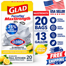 Glad ForceFlex MaxStrength 13-Gallon Kitchen Trash Bags Lemon Fresh Scent 20 Bag picture