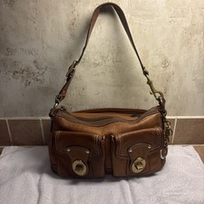 VTG Coach Y2K Medium 65th Anniversary Butterscotch Double Turnlock Blue Inside picture