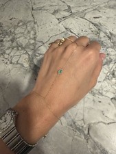 14k Yellow Gold Hand Chain with Colombian Emerald Bezel Detail - Stunning  picture