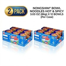 (2 Pack) Nongshim Bowl Noodle Hot & Spicy Ramen Noodle Soup Bowl, 3.03oz X 12, picture