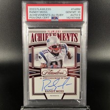 Randy Moss 2023 Panini Flawless Achievements Auto Ruby 7/15 PSA 10  picture