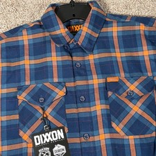 Dixxon Flannel Co High Five Blue Orange Plaid Button Up Shirt Mens Large Tall picture