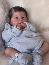 19in Finished Awake Newborn Baby Reborn Doll Rooted Hair Artist Painted Toy Gift picture