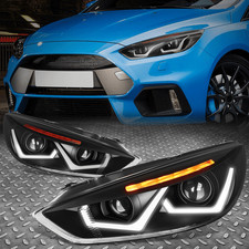 [LED DRL]FOR 15-18 FORD FOCUS BLACK/AMBER SIGNAL PROJECTOR HEADLIGHT HEAD LAMPS picture