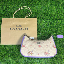 Coach Floral Small Shoulder Bag, Zip Closure, Detachable Strap, Bag Charm picture