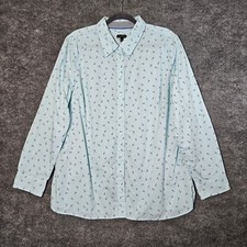 Talbots Shirt Womens XL Light Blue Anchors Cotton Button Up Sailing Nautical picture
