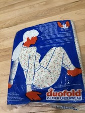 Duofold Women's 2 layer Long Underwear 1976 Sz 10 Wool Blend Cottage VTG USA picture
