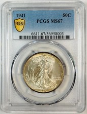 1941 P Walking Liberty Half Dollar PCGS MS-67 picture