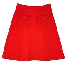 Lesley Evers A-Line Skirt Retro Mod Front Pockets Women Medium Red Goth USA Made picture