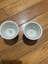 Antique WWI Turkish Ceramic Coffee Cups with Copper Sleeves - Set of 2 picture