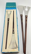 Vtg Mid-Century Rosewood & Stainless Salad Serving Set Nassau MCM Minimalist Box picture