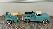 Vintage Tonka 1960's Pick Up Truck & Trailer Farm Stake Rack, Sheep, Livestock picture