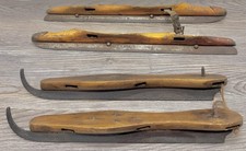 Antique Wooden Ice Skates Lot 2 Pairs Comet Curled Toe & J Nooitgedagt Primitive picture