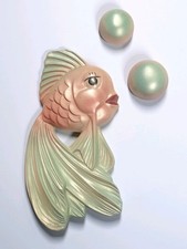 Vintage Anthropomorphic Miller Studio Chalkware Wall Art Fish with Bubbles picture