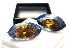 Pitambari Sapphire Natural Marquise Cut 18-19 Ct Certified Pair Gemstone FR-019 picture