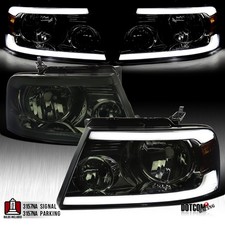 Fit 2004-2008 Ford F150 Smoke LED Bar Headlights Assembly Lamps Left+Right 04-08 picture