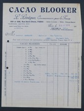 Invoice CACAO BLOOKER LEVEQUE PARIS 1929 old bill invoice 14 picture