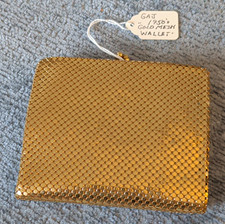 1950s Gold Mesh Kisslock Coin Purse Wallet, Black Lined, Women's Formal picture