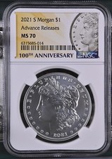 2021-S MORGAN SILVER DOLLAR NGC MS70 ADVANCE RELEASES- RARE POPULATION OF 1,895 picture