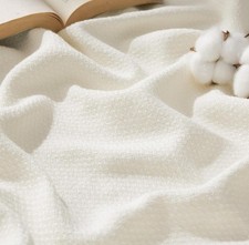 Bedsure Queen Cotton Blanket - Cream Herringbone Weave (90x90) picture