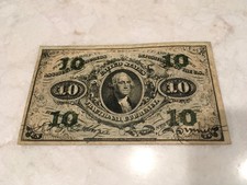 VINTAGE FRACTIONAL CURRENCY, 10 CENTS, 3RD ISSUE #1255, COLBY AND SPINNER picture