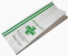 100 Green RX 10x3x1.5 Paper Prescription Pharmacy Bags Medication Drug Store Bag picture
