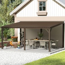 Domi 10x16FT Lean to Gazebo, Wall Mounted Gazebo w/Sloping Roof,Drainage System picture